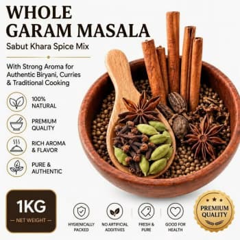 Whole Garam Masala 1kg – Sabut Khara Spice Mix with Aromatic Whole Spices for Biryani, Curries, Gravies & Traditional Cooking